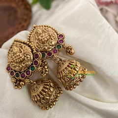 Red Green Gold Look Alike Lakshmi Jhumkas -G9127