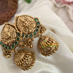 Green Gold Look Alike Lakshmi Jhumkas -G9126