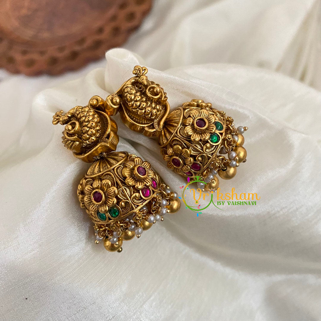 Premium Peacock AD Stone Jhumkas - G9143