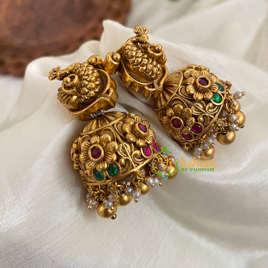 Premium Peacock AD Stone Jhumkas - G9143