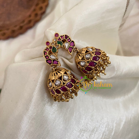 Premium Peacock AD Stone Jhumkas - G9141