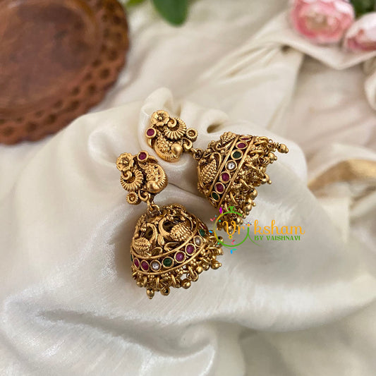 Premium Peacock AD Stone Jhumkas - G9137