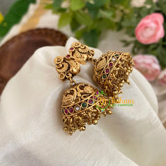 Premium Peacock AD Stone Jhumkas - G9137