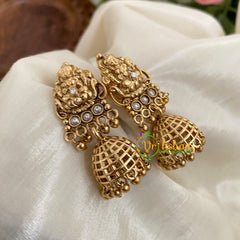 Gold Look Alike Lakshmi Jhumkas-White -G9124