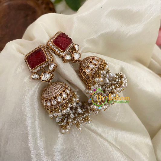 Premium Victorian Diamond Jhumkas -Bridal Jhumkas -G9159