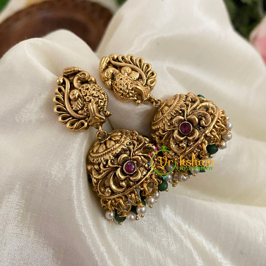 Premium Peacock AD Stone Jhumkas - G9135