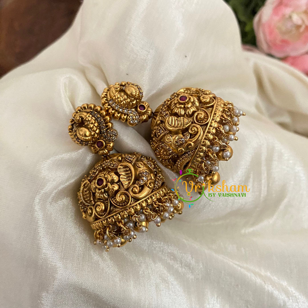 Premium Peacock AD Stone Jhumkas - G9134