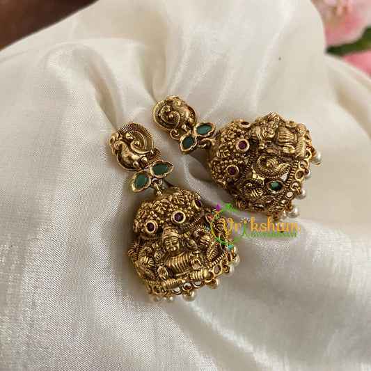 Premium Peacock AD Stone Jhumkas-Temple Jhumkas - G9133