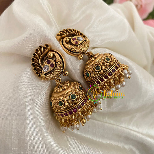 Premium Peacock AD Stone Jhumkas - G9132