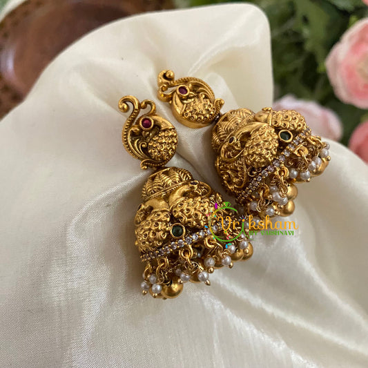 Premium Peacock AD Stone Jhumkas - G9130