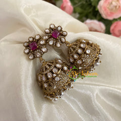 Pink Victorian Diamond Jhumkas-Square -VV780