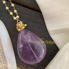 Stone Pendant Pearl neckpiece -Lavender-P002