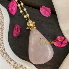 Stone Pendant Pearl neckpiece -Light Peach-P001
