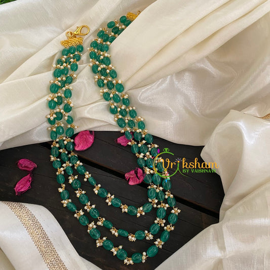 Layered Emerald Bead Malai -P007
