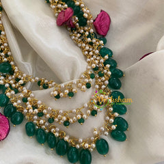 Cluster Pearl Green Bead Neckpiece-P010