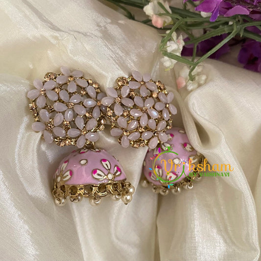 Meenakari Jhumkas -Lilac-G2954