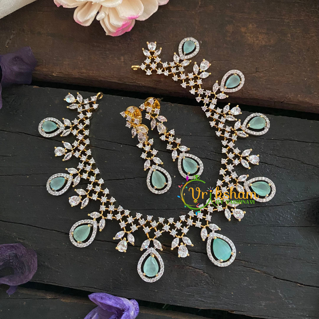 Pastel Green American Diamond Choker-G6348