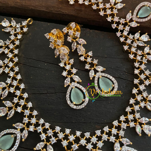 Pastel Green American Diamond Choker-G6348