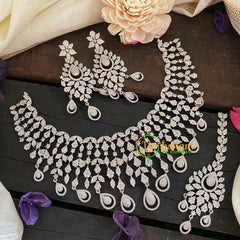 White American Diamond Choker Short Neckpiece -G6937