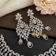 White American Diamond Choker Short Neckpiece -G6937