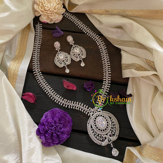 White Pendant Bridal American Diamond Haram-G6935