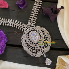 White Pendant Bridal American Diamond Haram-G6935