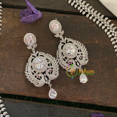 White Pendant Bridal American Diamond Haram-G6935