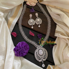 White Pendant Bridal American Diamond Haram-G6935