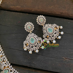 Pastel Green American Diamond Bridal Haram-G6894