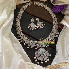 Pastel Green American Diamond Bridal Haram-G6894