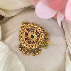 Premium Kemp Single Jada Billai -Bun Billai -Gold Bead with Pearl-G9199
