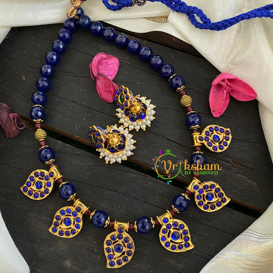 Traditional Kemp Beaded Neckpeice-Blue-K060