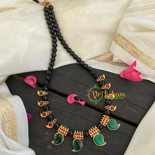 Green Palakka Black Beaded Neckpiece-K050