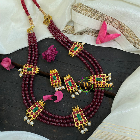 Traditional Kemp Beaded Neckpiece-Red-k068