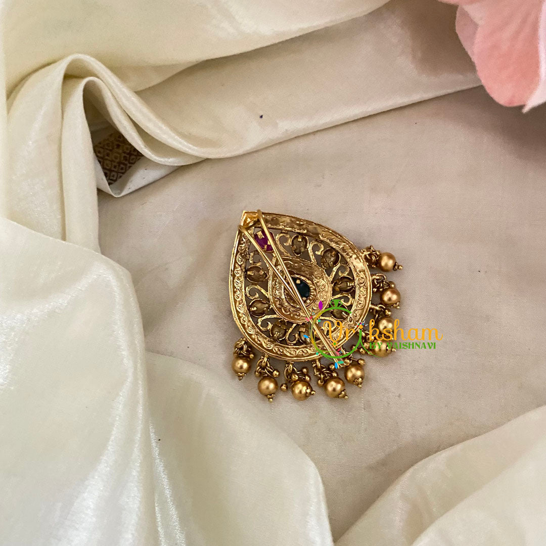 Premium Kemp Single Jada Billai -Bun Billai -Tilak -Gold Bead -G9190