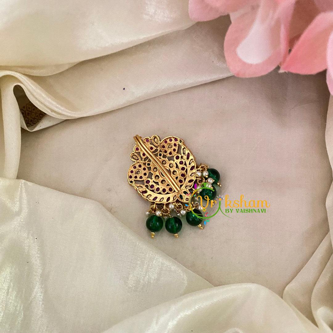 Premium Kemp Single Jada Billai -Bun Billai -Green Bead-G9183