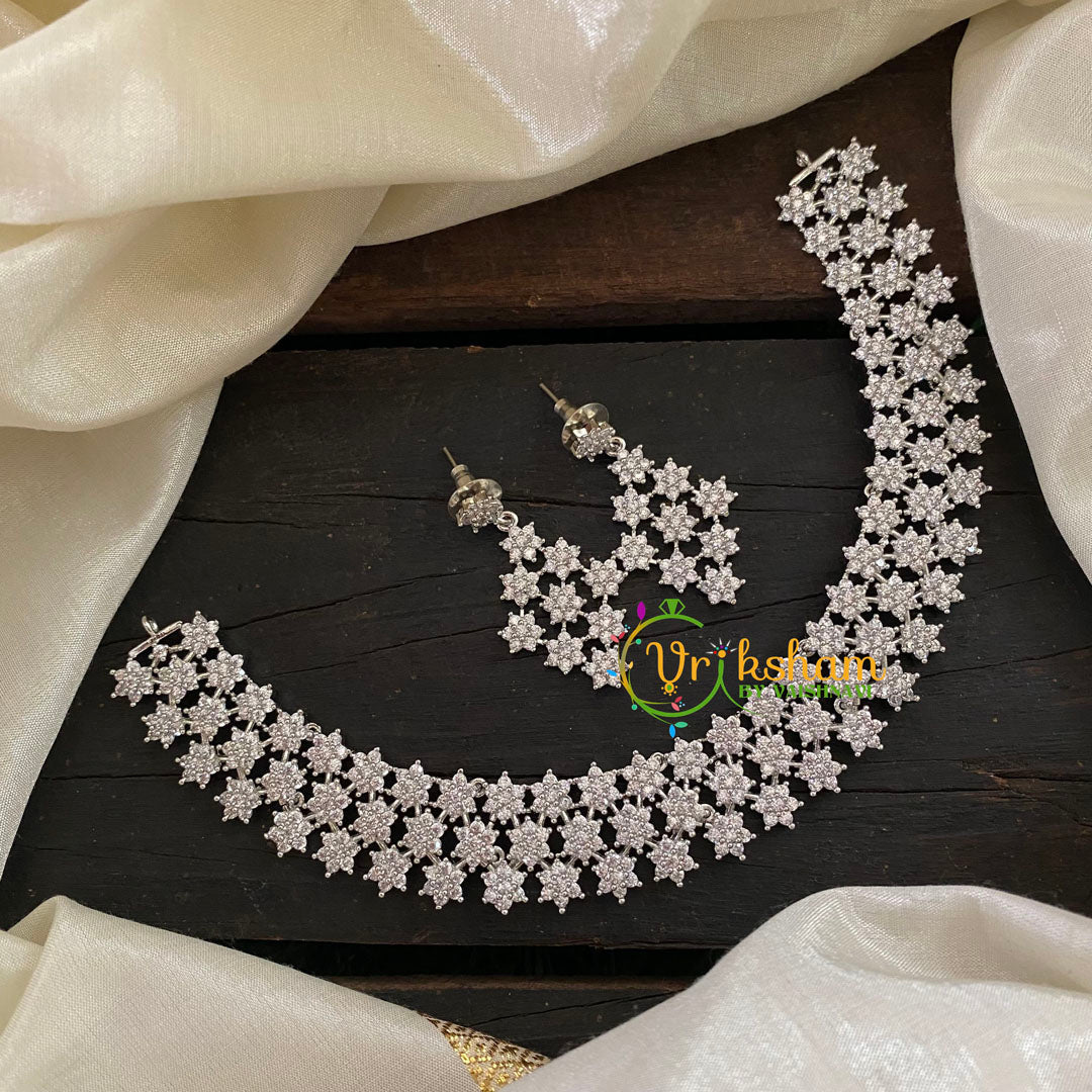 White Tone American Diamond Nakshatra Choker -G7035