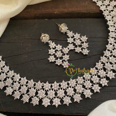 White Tone American Diamond Nakshatra Choker -G7035