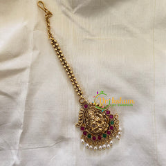 Premium Lakshmi AD Stone Maang Tikka -Pearl-G7134