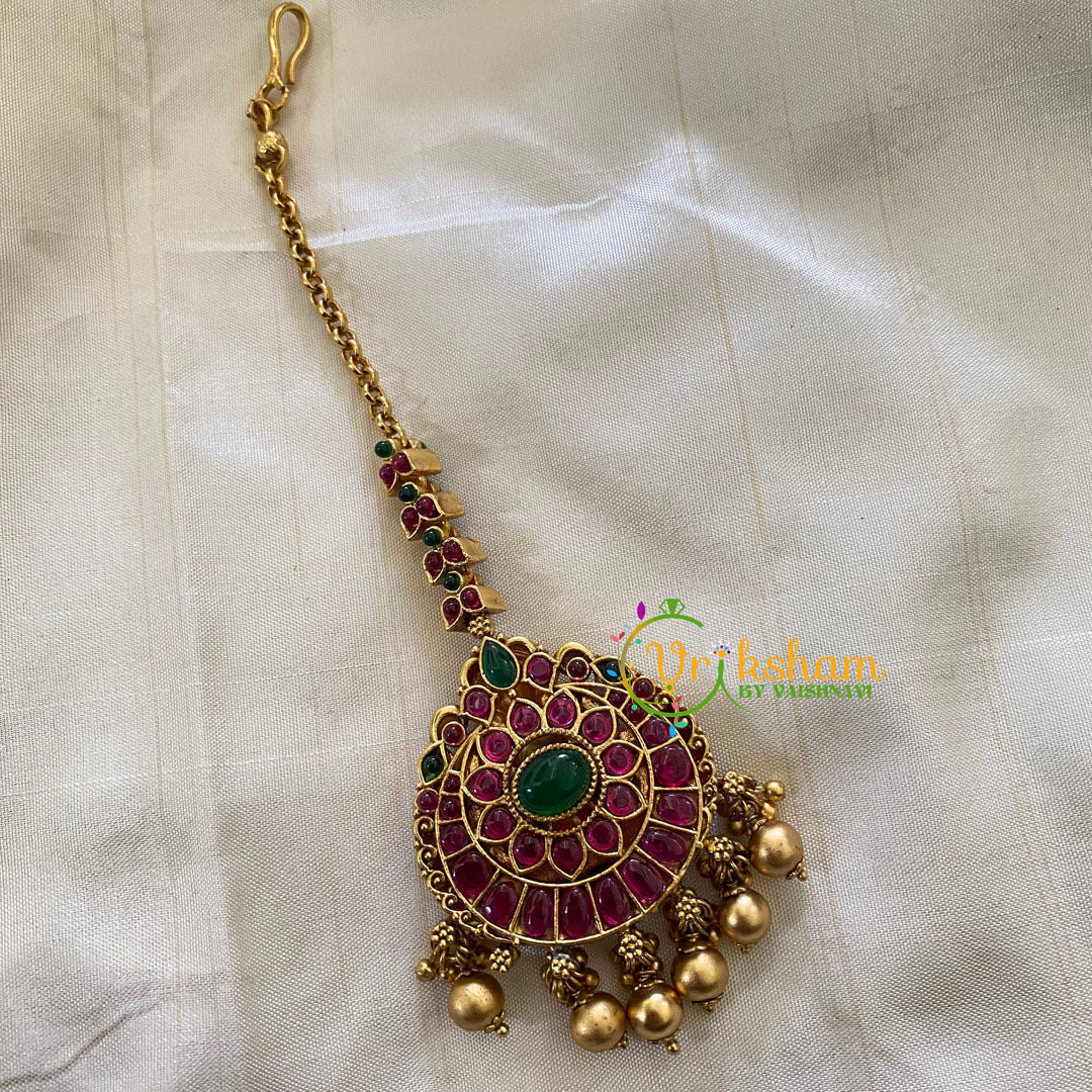 Reversible Lakshmi Maang Tikka -Gold Bead-G7135