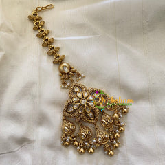 Premium AD Stone Maang Tikka -Gold Pearl-G7138