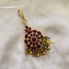 Elegant AD stone Maang Tikka - Short Tikka -Gold Bead-G7122