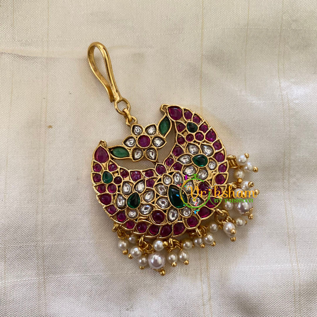 Elegant AD stone Maang Tikka - Short Tikka - Pearl-G7113