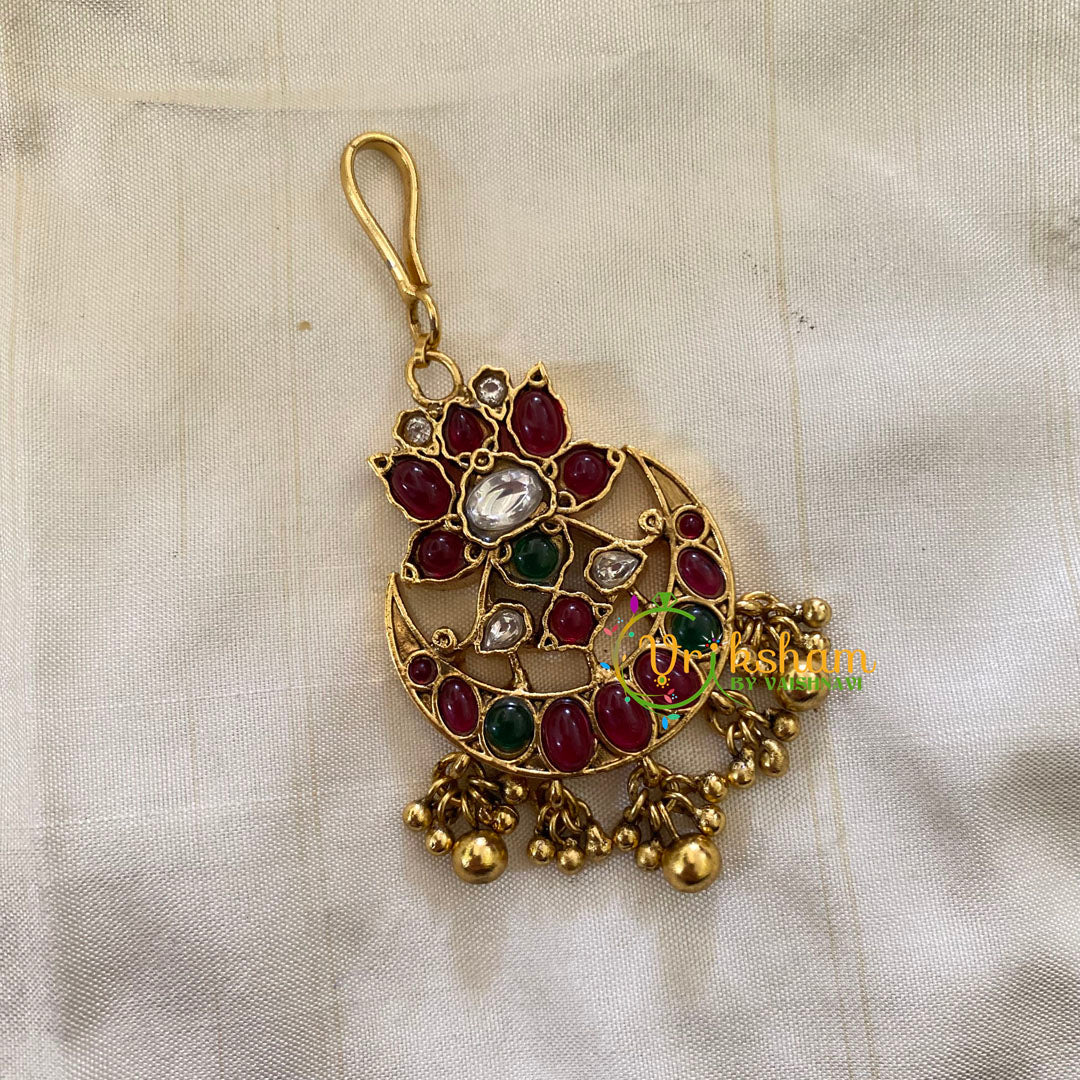 Elegant AD stone Maang Tikka - Short Tikka -Gold Bead -G7111