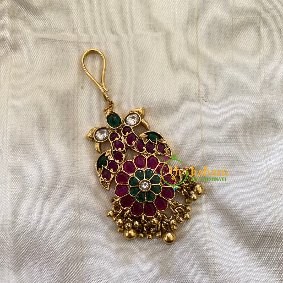 Elegant AD stone Maang Tikka - Short Tikka -Ghungroo -G7109