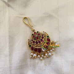 Elegant AD stone Maang Tikka - Short Tikka -Pearl -G7094