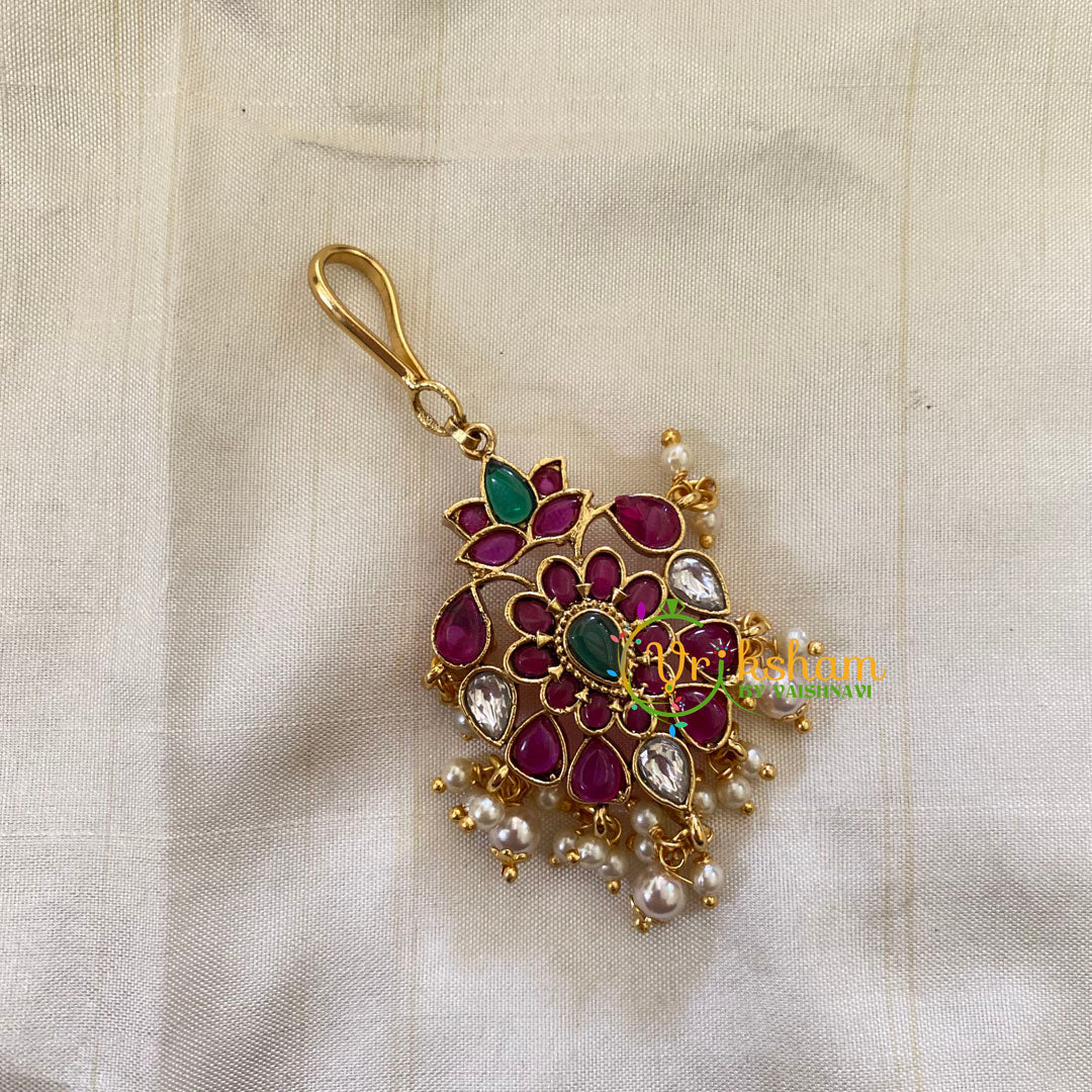 Elegant AD stone Maang Tikka - Short Tikka -Pearl -G7093