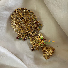 Bridal Jada Bun Billai- Jhumka Jada Billai-Red Green -Lakshmi Billai-G9866