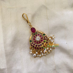 Elegant AD stone Maang Tikka - Short Tikka -Pearl -G7074