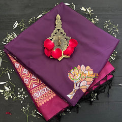Purple with Majenta Pallu Soft Silk Saree-VS46